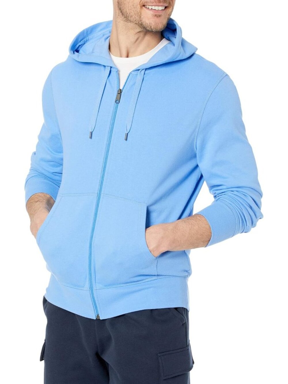 Amazon Essentials Men's French Blue Lightweight French Terry Full ZIP Hoodies